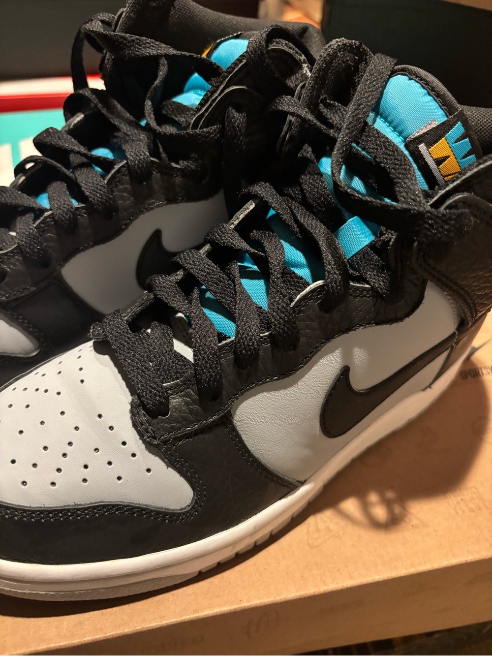 Nike Kids Black, White & Teal High-Top Sneakers